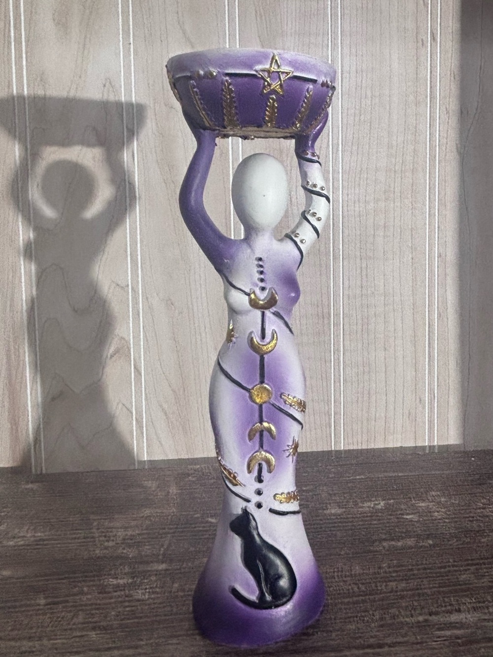 Moon Goddess with Cat Candle Holder